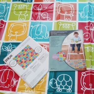 Bright Colorful Reusable Wipe Clean/Disposable Polyester Mats Fun Design 4 Pack